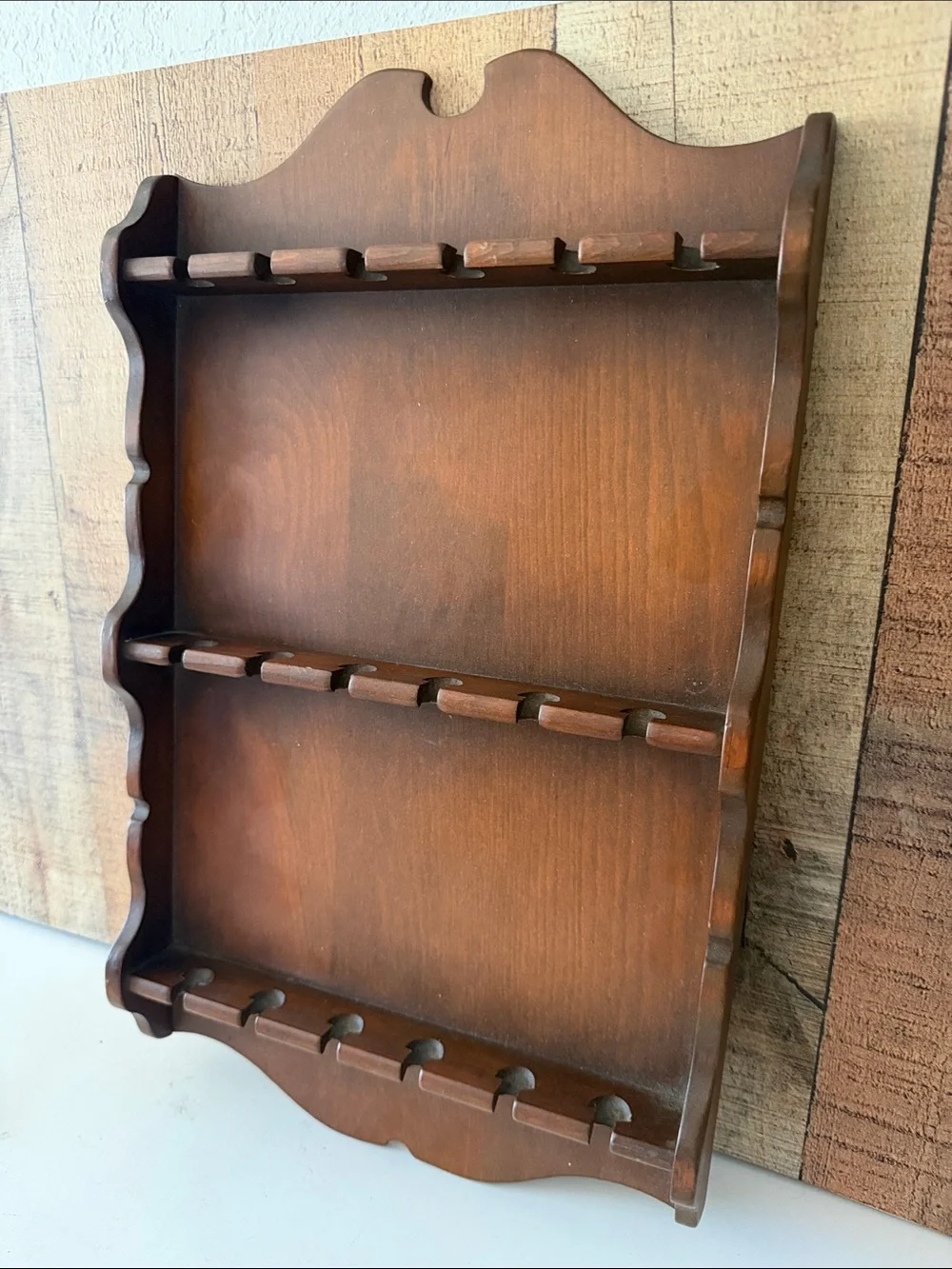 VTG Wooden Spoon Display Rack Shelf
